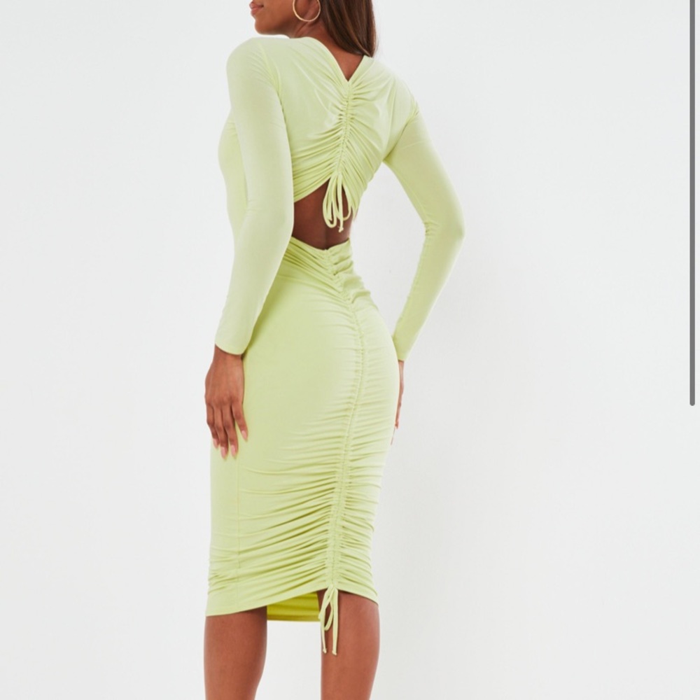 Missguided Mint Slinky Ruched Bum Midaxi